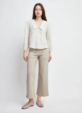 NEW SELF CONTRAST danna sailor collar blouse in beige